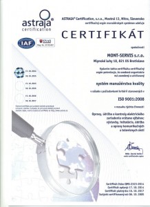 certifikovaný systém manažérstva kvality podľa normy ISO 9001:2008